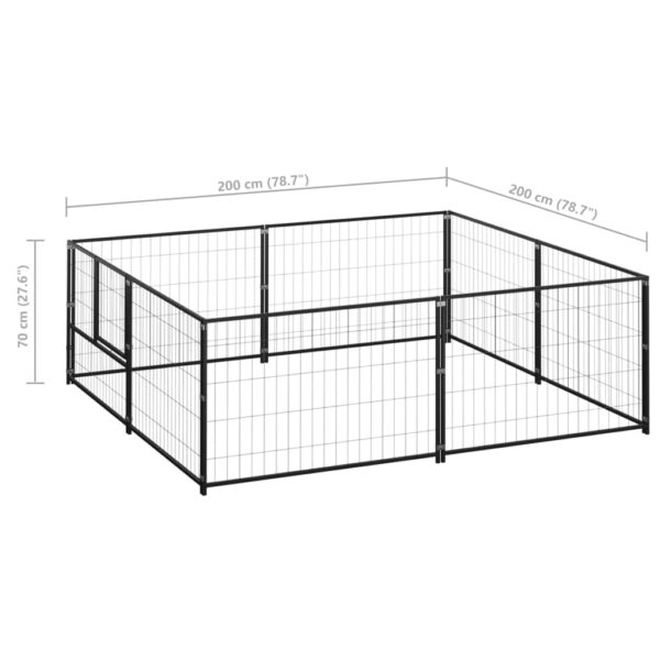 vidaXL Dog Kennel Black 43.1 ftÂ² Steel - Image 6