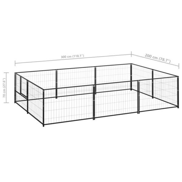 vidaXL Dog Kennel Black 64.6 ftÂ² Steel - Image 6