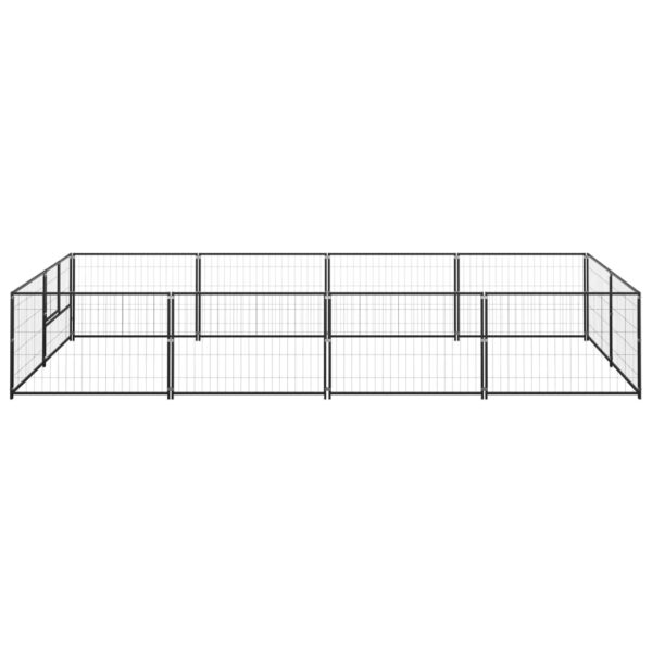 vidaXL Dog Kennel Black 86.1 ftÂ² Steel - Image 2