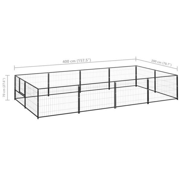 vidaXL Dog Kennel Black 86.1 ftÂ² Steel - Image 6