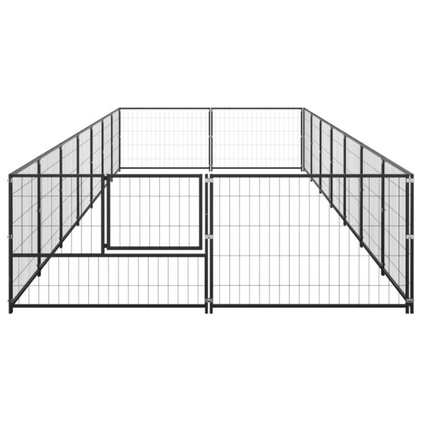 vidaXL Dog Kennel Black 150.7 ftÂ² Steel - Image 3