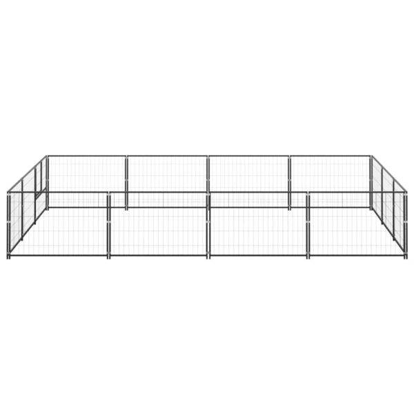 vidaXL Dog Kennel Black 129.2 ftÂ² Steel - Image 2