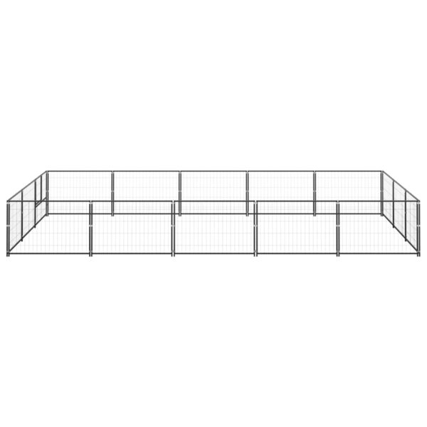 vidaXL Dog Kennel Black 161.5 ftÂ² Steel - Image 2