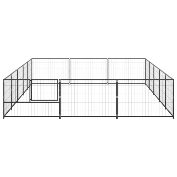 vidaXL Dog Kennel Black 161.5 ftÂ² Steel - Image 3