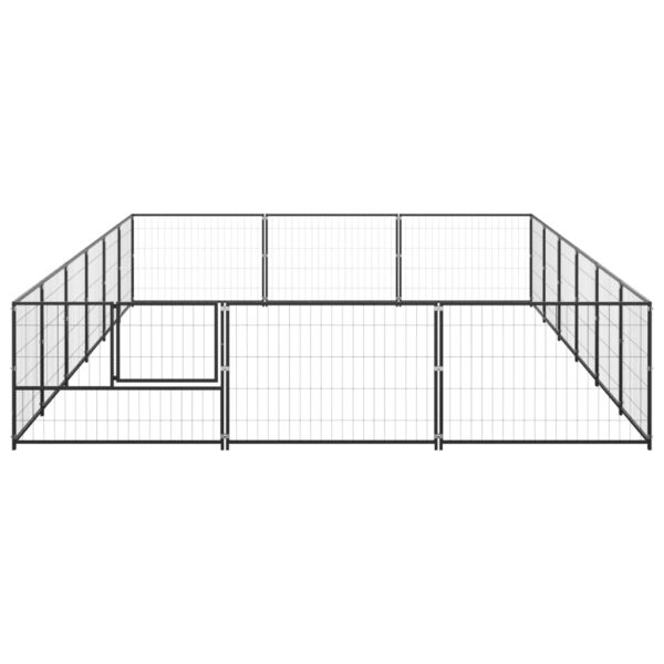 vidaXL Dog Kennel Black 193.8 ftÂ² Steel - Image 3