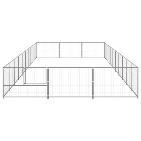 vidaXL Dog Kennel Silver 322.9 ftÂ² Steel - Image 3