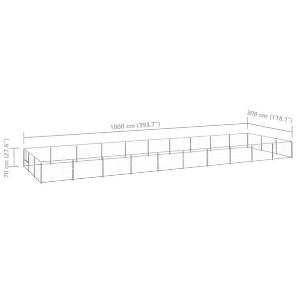 vidaXL Dog Kennel Silver 322.9 ftÂ² Steel - Image 6