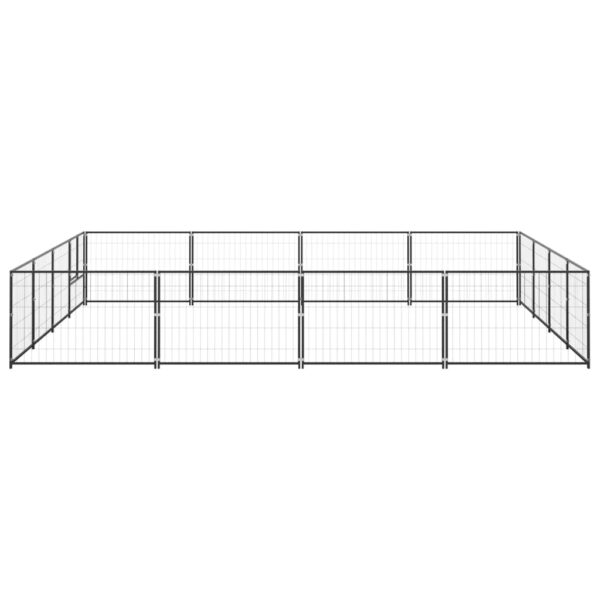 vidaXL Dog Kennel Black 172.2 ftÂ² Steel - Image 2