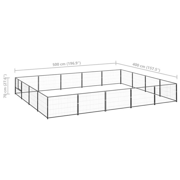 vidaXL Dog Kennel Black 215.3 ftÂ² Steel - Image 6