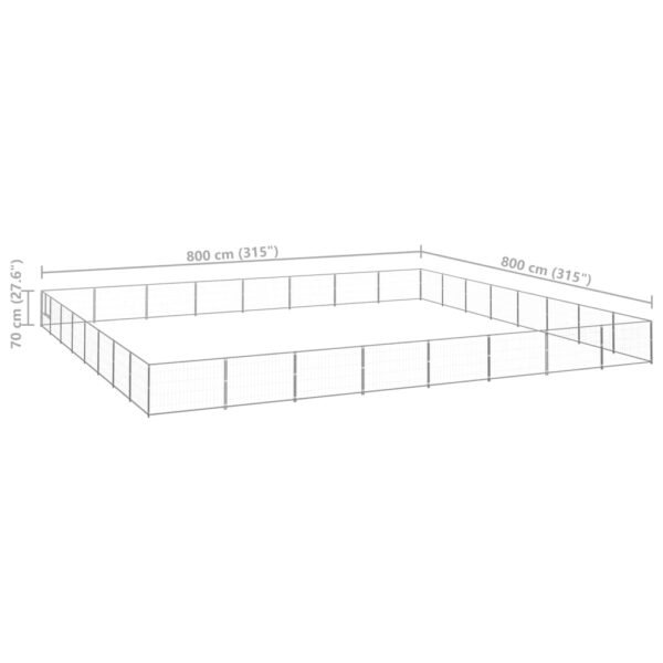 vidaXL Dog Kennel Silver 688.9 ftÂ² Steel - Image 6