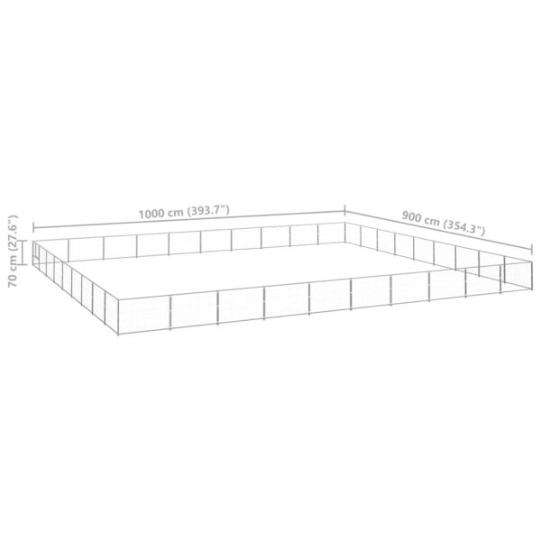 vidaXL Dog Kennel Silver 968.8 ftÂ² Steel - Image 6