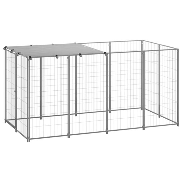 vidaXL Dog Kennel Silver 26 ftÂ² Steel