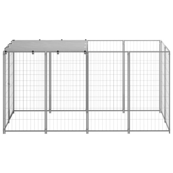 vidaXL Dog Kennel Silver 26 ftÂ² Steel - Image 2