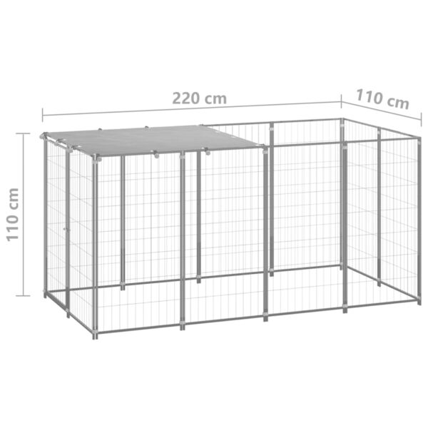 vidaXL Dog Kennel Silver 26 ftÂ² Steel - Image 6