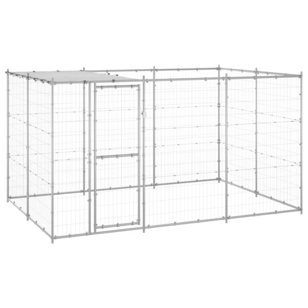 vidaXL Outdoor Dog Kennel Galvanized Steel with Roof 78.1 ftÂ²