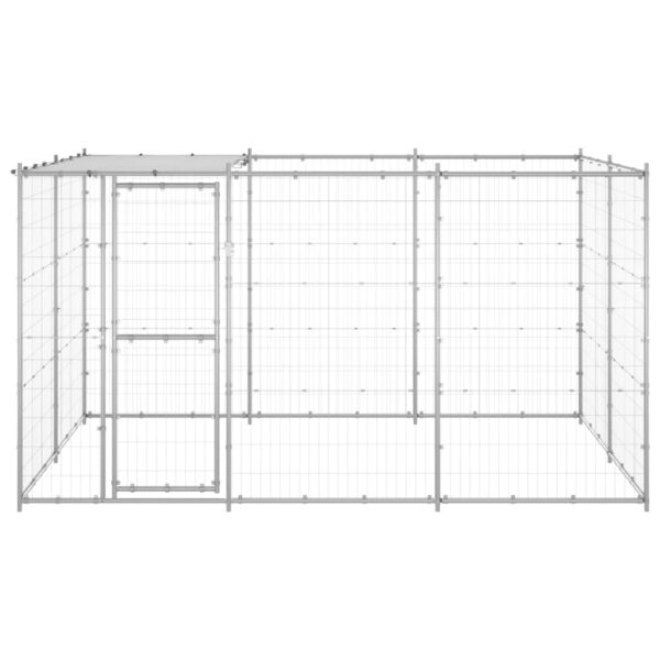 vidaXL Outdoor Dog Kennel Galvanized Steel with Roof 78.1 ftÂ² - Image 2