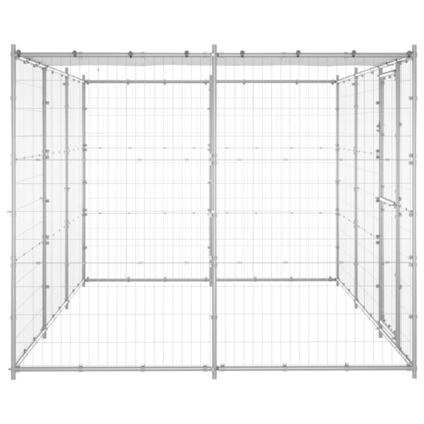 vidaXL Outdoor Dog Kennel Galvanized Steel with Roof 78.1 ftÂ² - Image 3