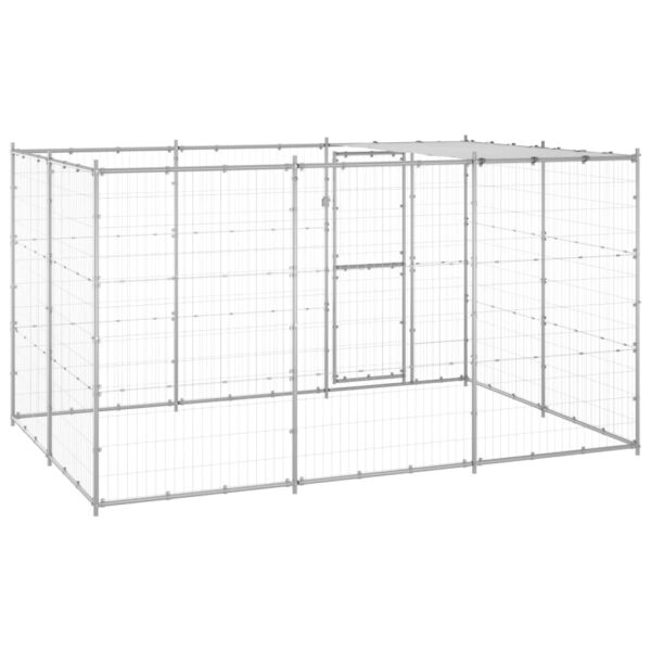 vidaXL Outdoor Dog Kennel Galvanized Steel with Roof 78.1 ftÂ² - Image 4