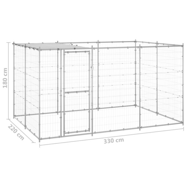 vidaXL Outdoor Dog Kennel Galvanized Steel with Roof 78.1 ftÂ² - Image 6