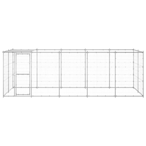 vidaXL Outdoor Dog Kennel Galvanized Steel with Roof 130.2 ftÂ² - Image 2