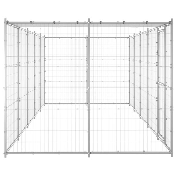 vidaXL Outdoor Dog Kennel Galvanized Steel with Roof 130.2 ftÂ² - Image 3