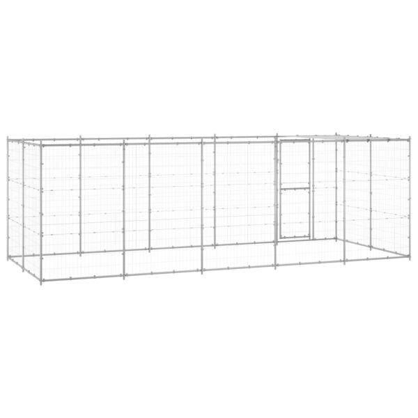 vidaXL Outdoor Dog Kennel Galvanized Steel with Roof 130.2 ftÂ² - Image 4