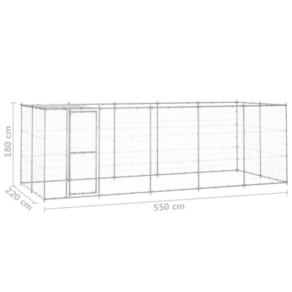 vidaXL Outdoor Dog Kennel Galvanized Steel with Roof 130.2 ftÂ² - Image 6