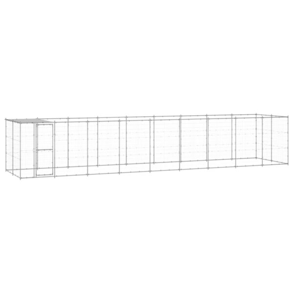 vidaXL Outdoor Dog Kennel Galvanized Steel with Roof 234.4 ftÂ²