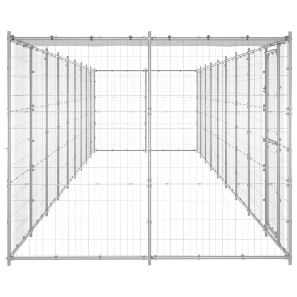 vidaXL Outdoor Dog Kennel Galvanized Steel with Roof 234.4 ftÂ² - Image 3