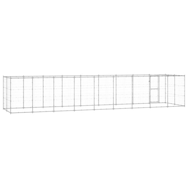 vidaXL Outdoor Dog Kennel Galvanized Steel with Roof 234.4 ftÂ² - Image 4