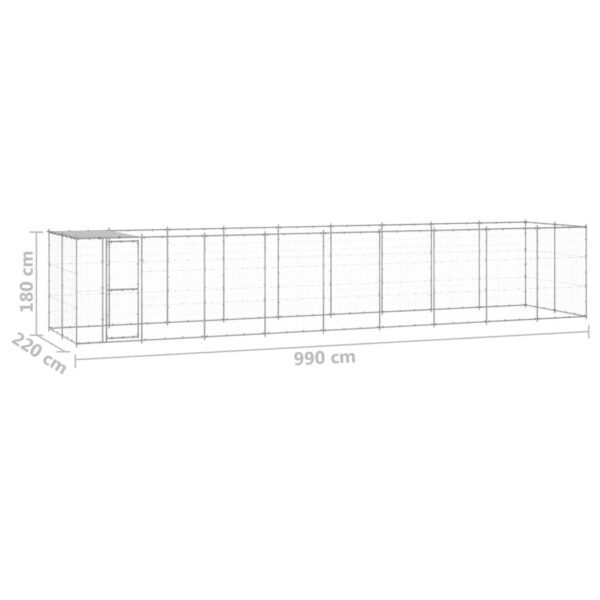 vidaXL Outdoor Dog Kennel Galvanized Steel with Roof 234.4 ftÂ² - Image 6