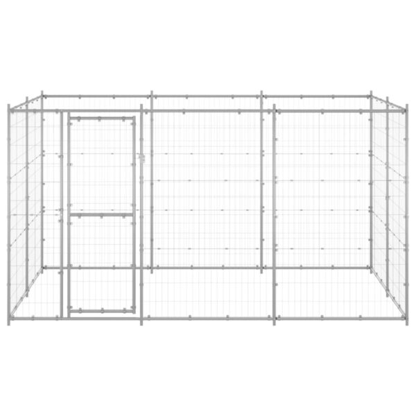 vidaXL Outdoor Dog Kennel Galvanized Steel 78.1 ftÂ² - Image 2