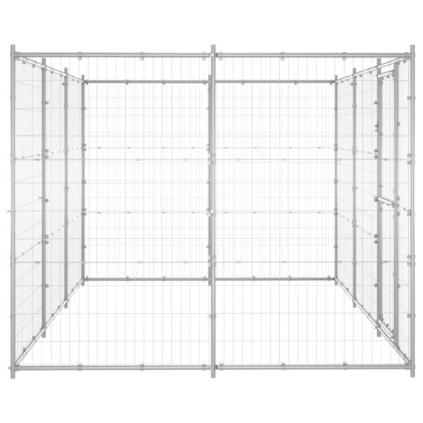 vidaXL Outdoor Dog Kennel Galvanized Steel 78.1 ftÂ² - Image 3