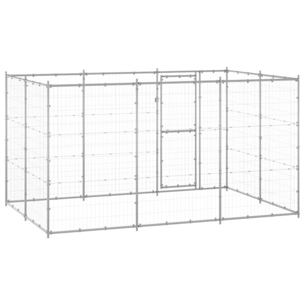 vidaXL Outdoor Dog Kennel Galvanized Steel 78.1 ftÂ² - Image 4