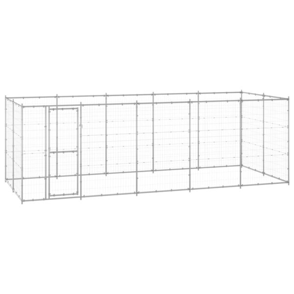 vidaXL Outdoor Dog Kennel Galvanized Steel 130.2 ftÂ²