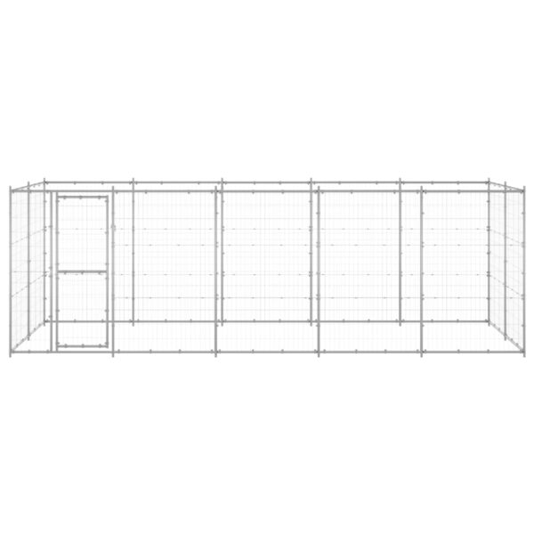 vidaXL Outdoor Dog Kennel Galvanized Steel 130.2 ftÂ² - Image 2