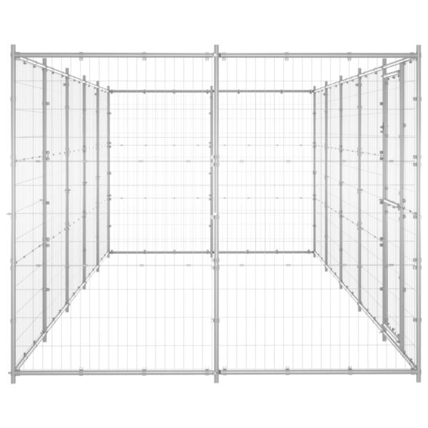 vidaXL Outdoor Dog Kennel Galvanized Steel 130.2 ftÂ² - Image 3