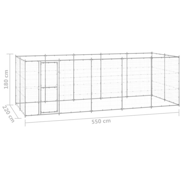 vidaXL Outdoor Dog Kennel Galvanized Steel 130.2 ftÂ² - Image 6