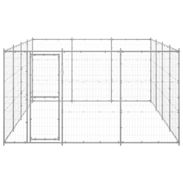 vidaXL Outdoor Dog Kennel Galvanized Steel 156.3 ftÂ² - Image 2