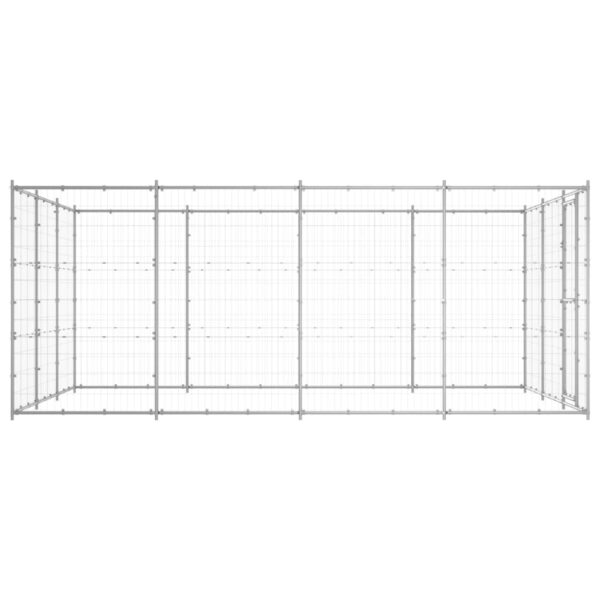 vidaXL Outdoor Dog Kennel Galvanized Steel 156.3 ftÂ² - Image 3