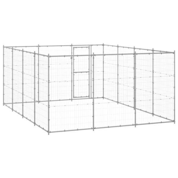 vidaXL Outdoor Dog Kennel Galvanized Steel 156.3 ftÂ² - Image 4