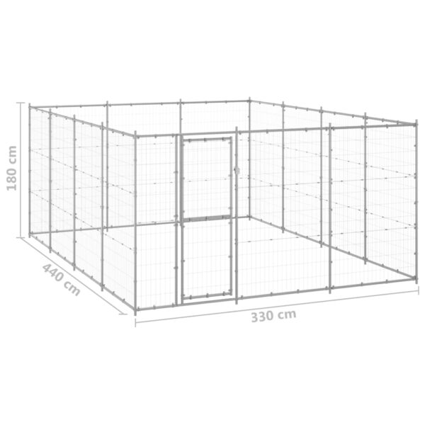 vidaXL Outdoor Dog Kennel Galvanized Steel 156.3 ftÂ² - Image 6