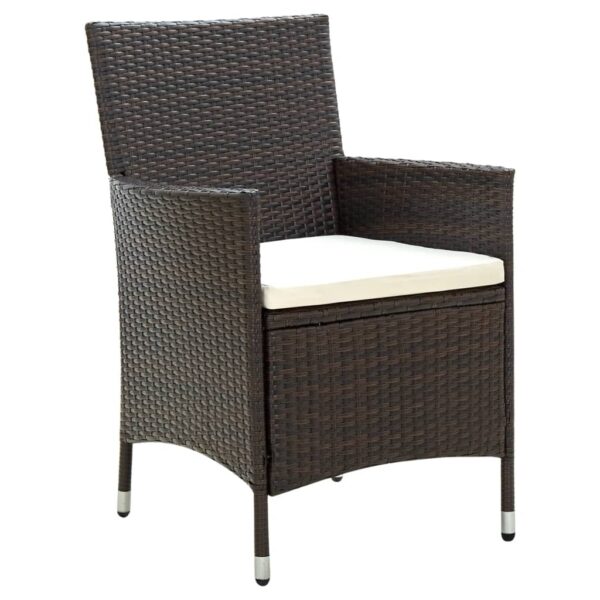 vidaXL Patio Chairs with Cushions 2 pcs Poly Rattan Brown - Image 2