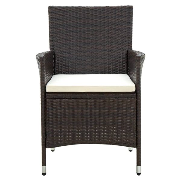 vidaXL Patio Chairs with Cushions 2 pcs Poly Rattan Brown - Image 3