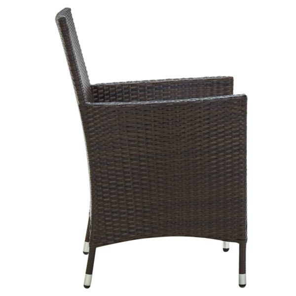 vidaXL Patio Chairs with Cushions 2 pcs Poly Rattan Brown - Image 4