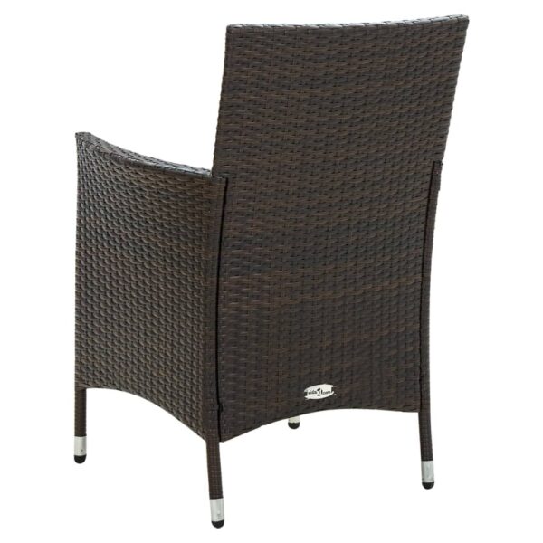 vidaXL Patio Chairs with Cushions 2 pcs Poly Rattan Brown - Image 5