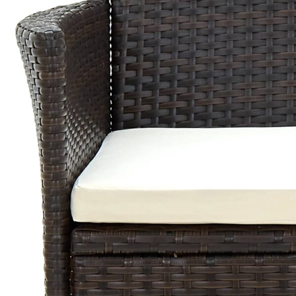 vidaXL Patio Chairs with Cushions 2 pcs Poly Rattan Brown - Image 6