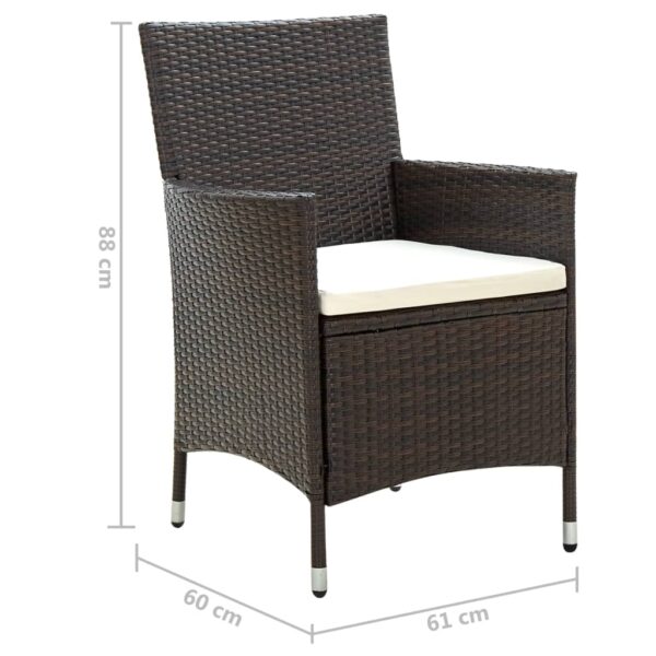 vidaXL Patio Chairs with Cushions 2 pcs Poly Rattan Brown - Image 7