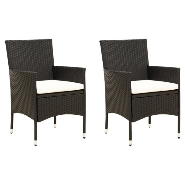 vidaXL Patio Chairs with Cushions 2 pcs Poly Rattan Black