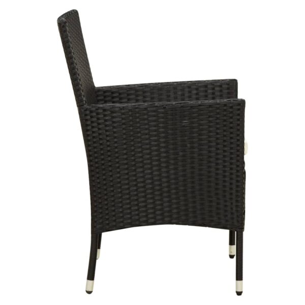 vidaXL Patio Chairs with Cushions 2 pcs Poly Rattan Black - Image 4